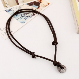 European and american mens cowhide necklace alloy retro abacus beads