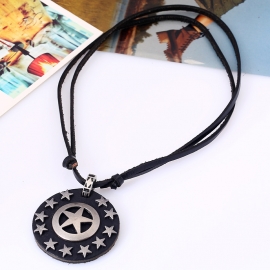 Alloy pentagram leather necklace long necklace fashion wild jewelry