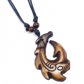 Vintage resin fish bone necklace