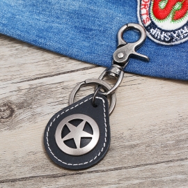 Pentagram leather keychain
