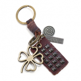 Vintage woven leather keychain