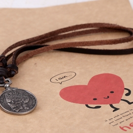 Vintage cowhide necklace european and american necklace punk necklace