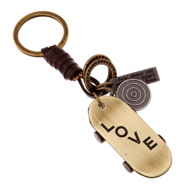 Alloy bronze scooter retro woven cowhide keychain key chain