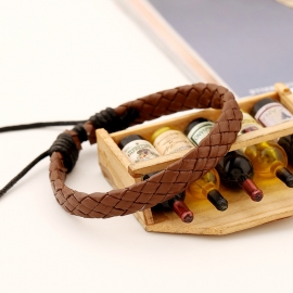 Girls leather bracelet multicolor optional pu simple woven student anti-cowhide bracelet bracelet