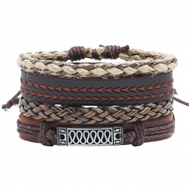 Cowhide suit bracelet hand-woven vintage leather bracelet hemp rope bracelet