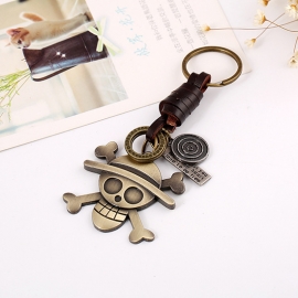 Skull leather keychain