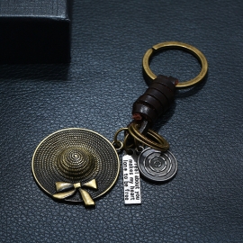 Vintage woven leather keychain