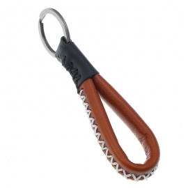 Vintage woven leather keychain