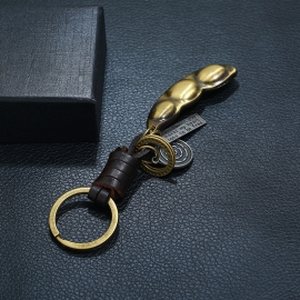 Vintage woven leather keychain