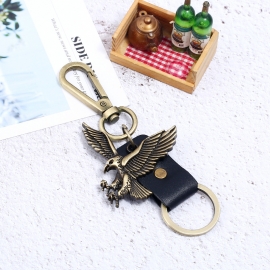 Vintage woven leather keychain