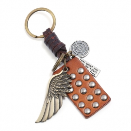 Vintage woven leather keychain