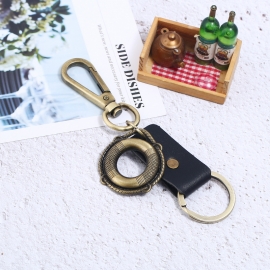Vintage woven leather keychain