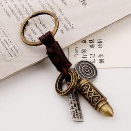 Vintage woven mens leather keychain