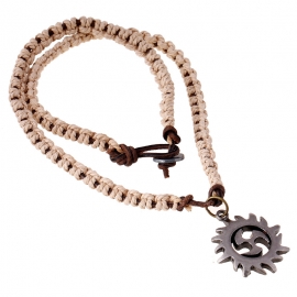 Vintage woven cowhide necklace beach mens necklace