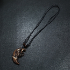 Resin lion head mens necklace