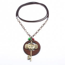 Simple long section wax wire alloy elephant nose necklace personality ladies sweater chain