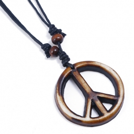 Vintage hand-woven resin peace sign mens necklace