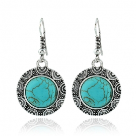 Vintage european and american round turquoise earrings stand hot jewelry