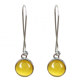 Korean version of popular ladies long heart-shaped earrings cat eye gemstone ear hook sweet earrings european and american ear jewelry