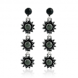 European and american fashion retro sun flower rhinestone earrings