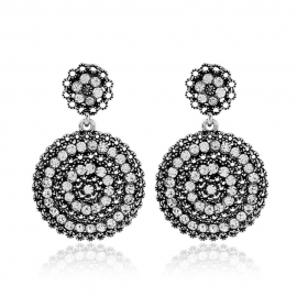 Creative new retro double round fashion earrings alloy jewelry