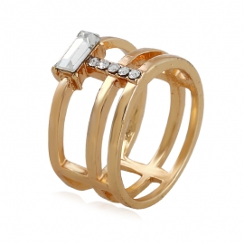 European and american jewelry alloy small jewelry geometric gemstone ring creative diamond ring