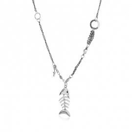 European and american niche design punk style long sweater chain personality creative wild simple net red same fish bone necklace