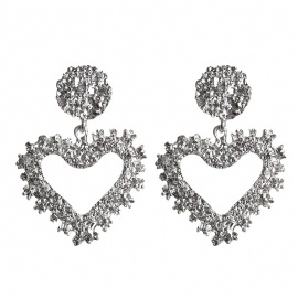 European and american fashion personality exaggerated metal earrings earrings simple geometric heart-shaped embossed earrings factory direct wholesale