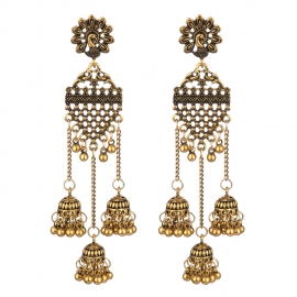 New hot-selling earrings, leaf-shaped creative personality, ethnic style, bell beads earrings