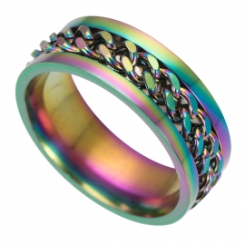 Mens titanium steel chain rotating ring, time is running jewelry, net celebrity stall, open bottle open beer ring