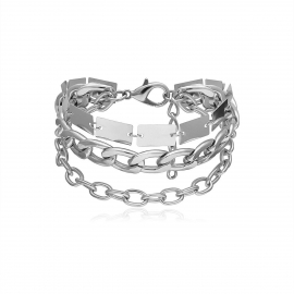 European and american cross-border jewelry, personality square mix and match simple jewelry, retro punk geometric chain multi-layer bracelet