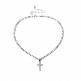 European and american cross-border jewelry, personality and creativity, simple ins style, full diamond cross, short clavicle necklace female