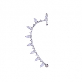 925 silver needle creative curved geometric zircon inlaid diamond ear bone clip japanese and korean style fashion trendy ear row