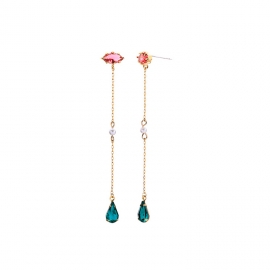 Crystal pearl drop long pendant earrings korea simple personality trendy earrings wild tassel