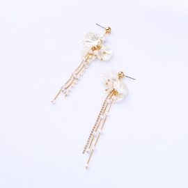 Cold wind shell pearl earrings temperament fashion long face thin earrings ear clips female without pierced ears