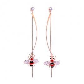 925 silver needle long oil dripping bee zircon diamond earrings female japanese and korean fashion face thin earrings
