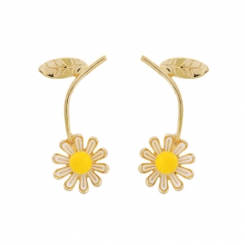 Fresh dripping oil small yellow flower earrings female simple wild korean temperament net red earrings