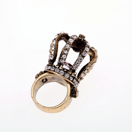 European and american jewelry wholesale retro personality diamond crown ring ring unisex