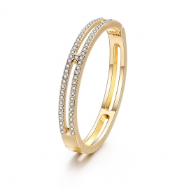 Summer new european and american bracelets popular i-shaped diamond-plated gold-plated minimalist open bracelet amazon hot