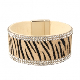 Amazon hot selling jewelry source bohemian style zebra pattern broad-border horse hair chain ladies bracelet