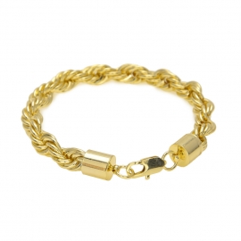 European and american trend 1cm twisted rope chain high quality gold-plated hip-hop twist bracelet hot sale
