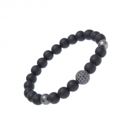 European and american hot-selling black agate stitching micro-inlaid zircon beads bracelet hip-hop lovers frosted bracelet
