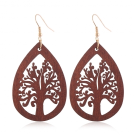 Cross-border new products european and american fashion creative wild earrings wood hollow water drop earrings amazon best selling earrings women