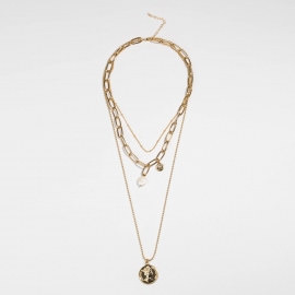 European and american cross-border hot-selling butterfly pearl multi-layer fashion tag necklace accessories factory direct sales