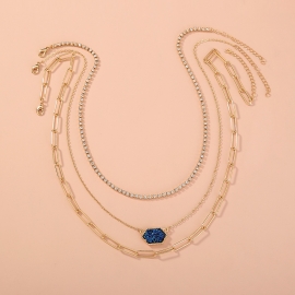 Cross-border hot-selling jewelry in europe and the united states multi-layer diamond necklace creative and exquisite diamond trend versatile necklace clavicle chain