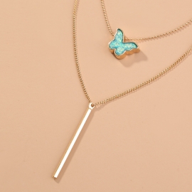 Japanese and korean ins net red explosion butterfly pendant multi-layer necklace creative design simple and cold wind choker jewelry