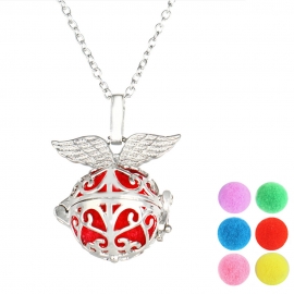 Palace hollow pattern aromatherapy ball necklace, angel wings can be opened, summer short hot selling couple pendant female
