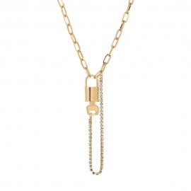 European and american foreign trade trend jewelry hip hop punk creative square lattice chain lock key pendant single layer necklace