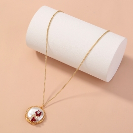 Simple and small fresh retro jewelry handmade winding simulation natural stone red flower single layer necklace female
