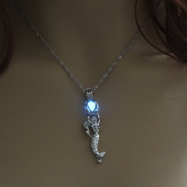Creative luminous necklace factory direct supply hollow mermaid diy pendant novelty luminous bead accessories